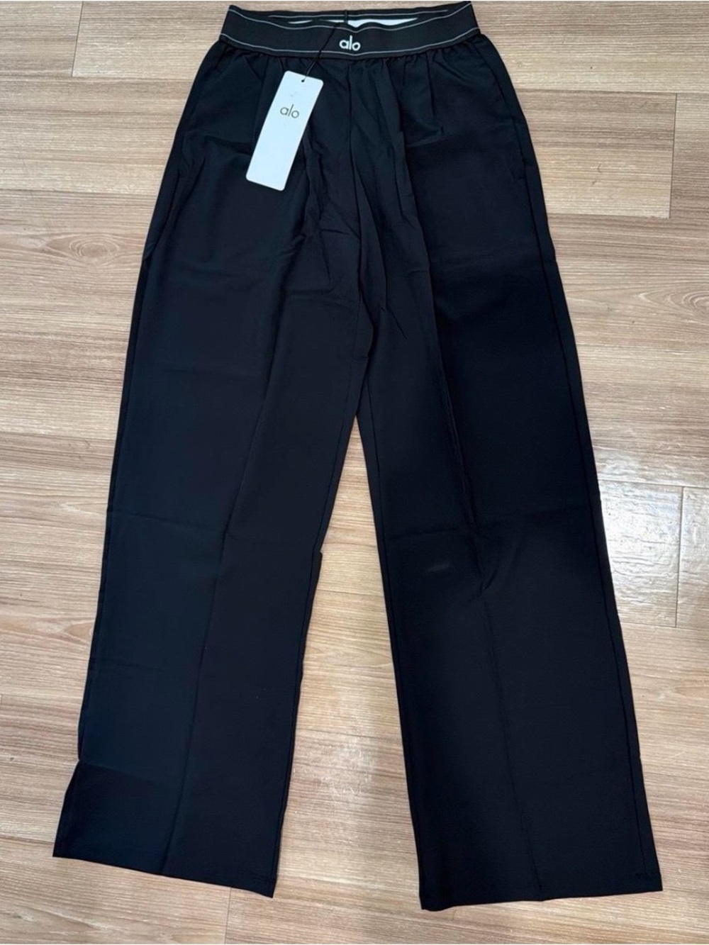 ALO Yoga Black Wide-Leg Lounge Trousers